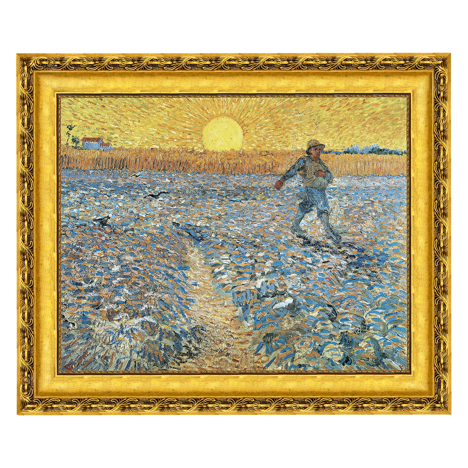 O Semeador - Moldura Dourada Clássica - Vincent van Gogh