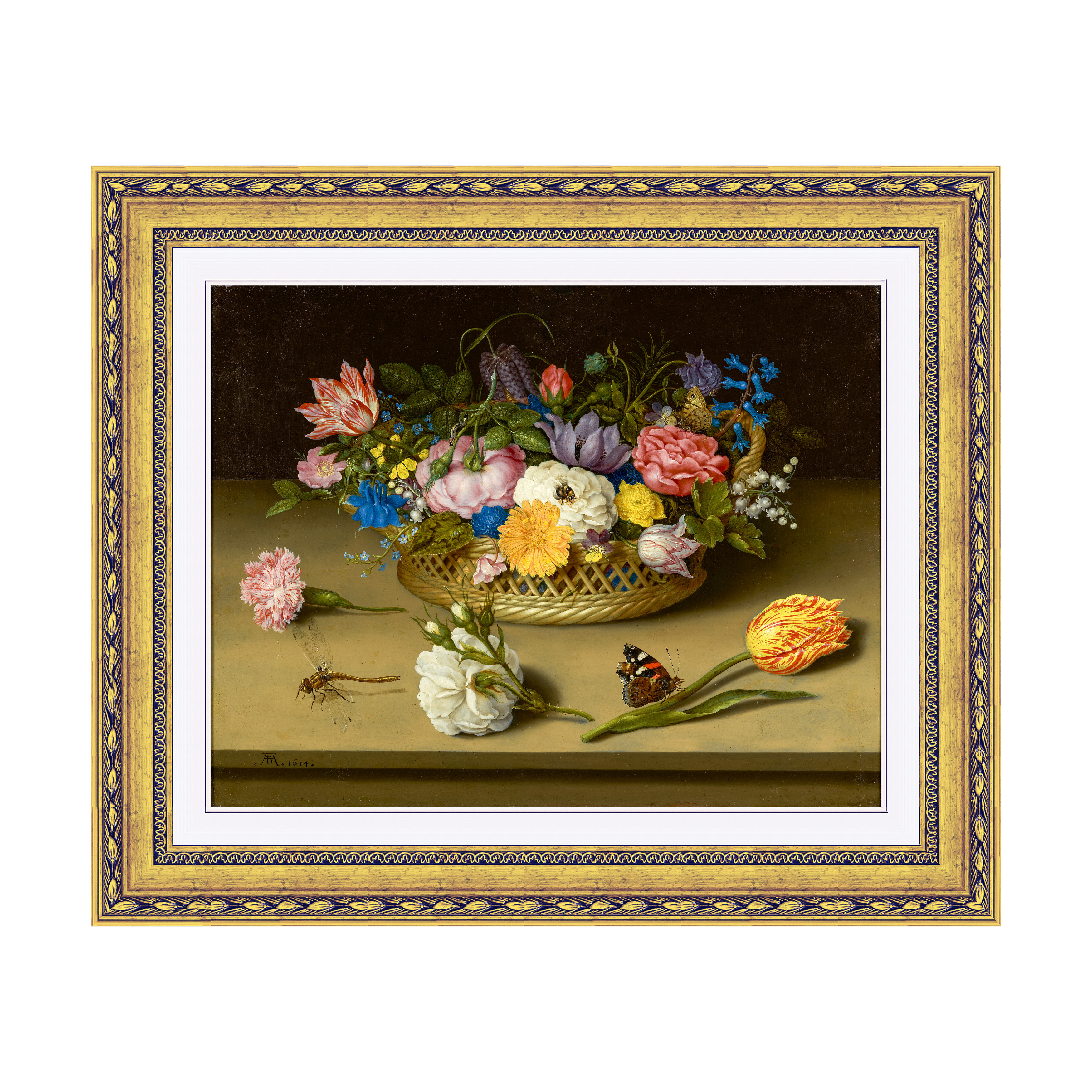 Dourada Floral - Com Passe-Partout