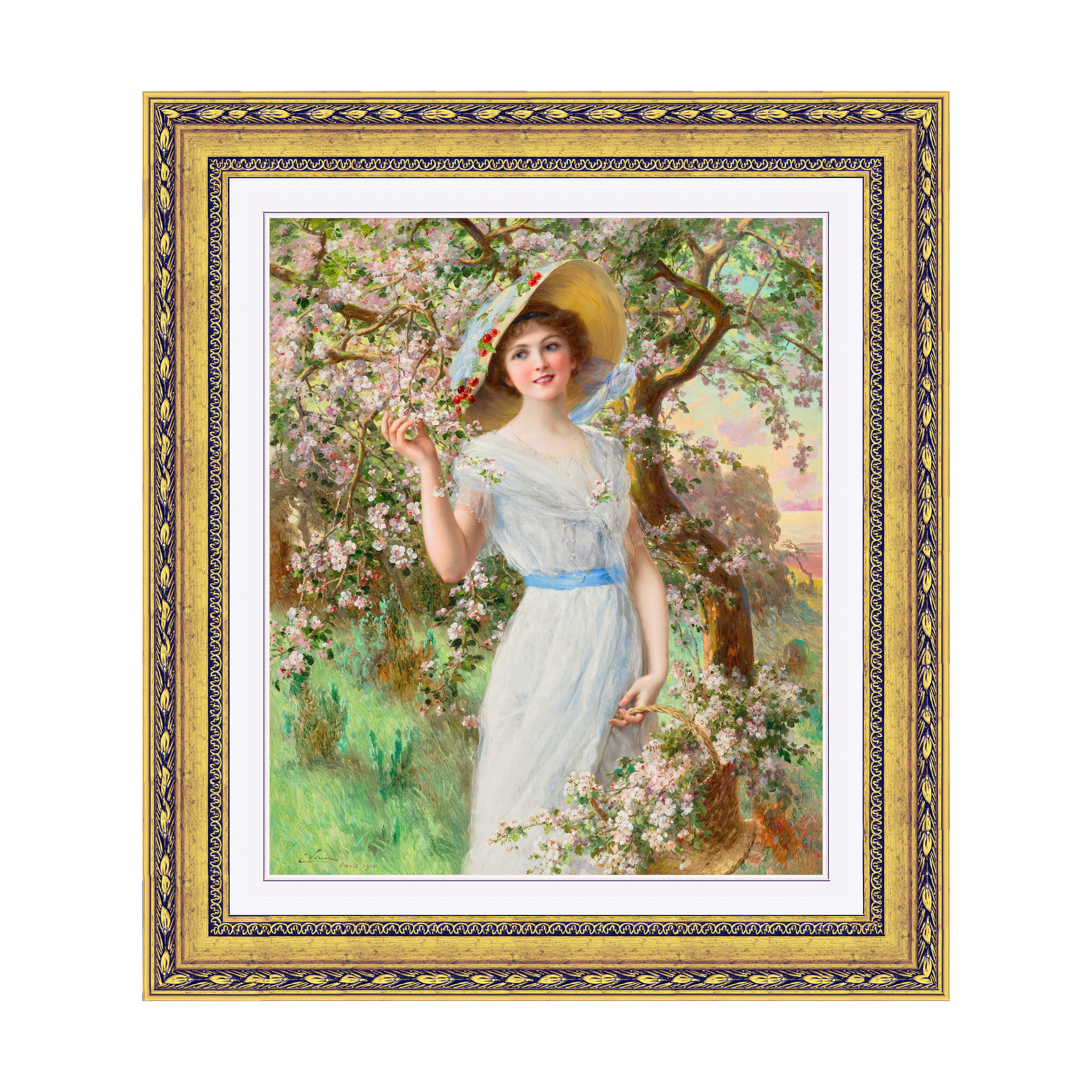Dourada Floral - Com Passe-Partout