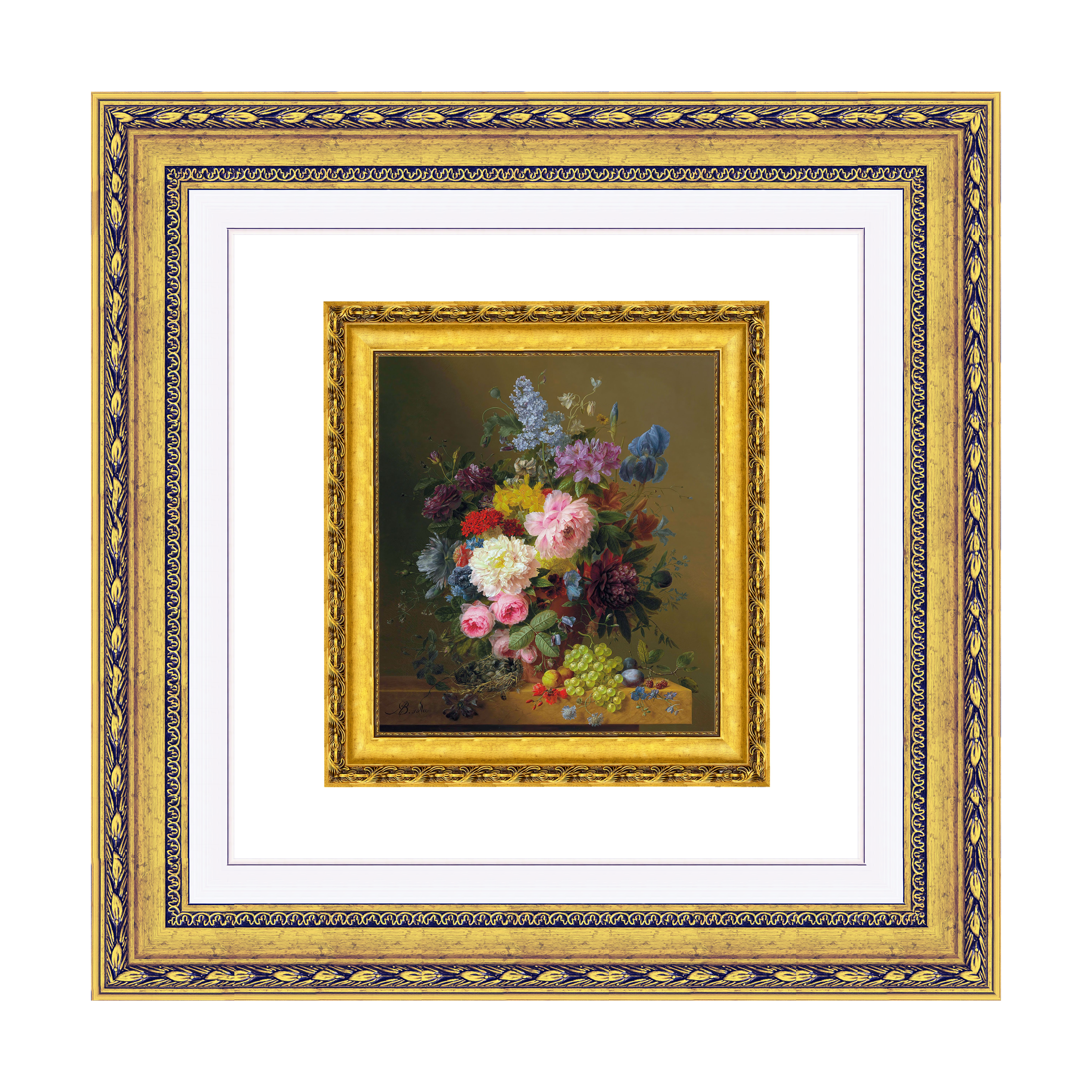 Dourada Floral - Com Passe-Partout