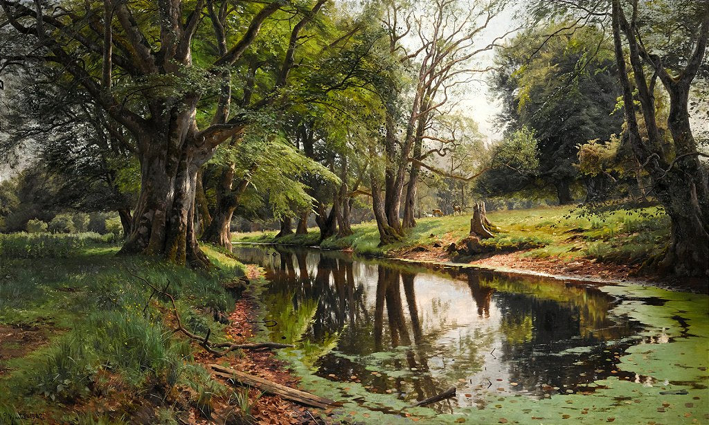 Um riacho na floresta em um dia de verão (1907) - Peder Mørk Mønsted