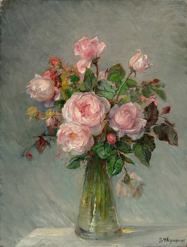 Rosas em um vaso de vidro - Bertha Wegmann