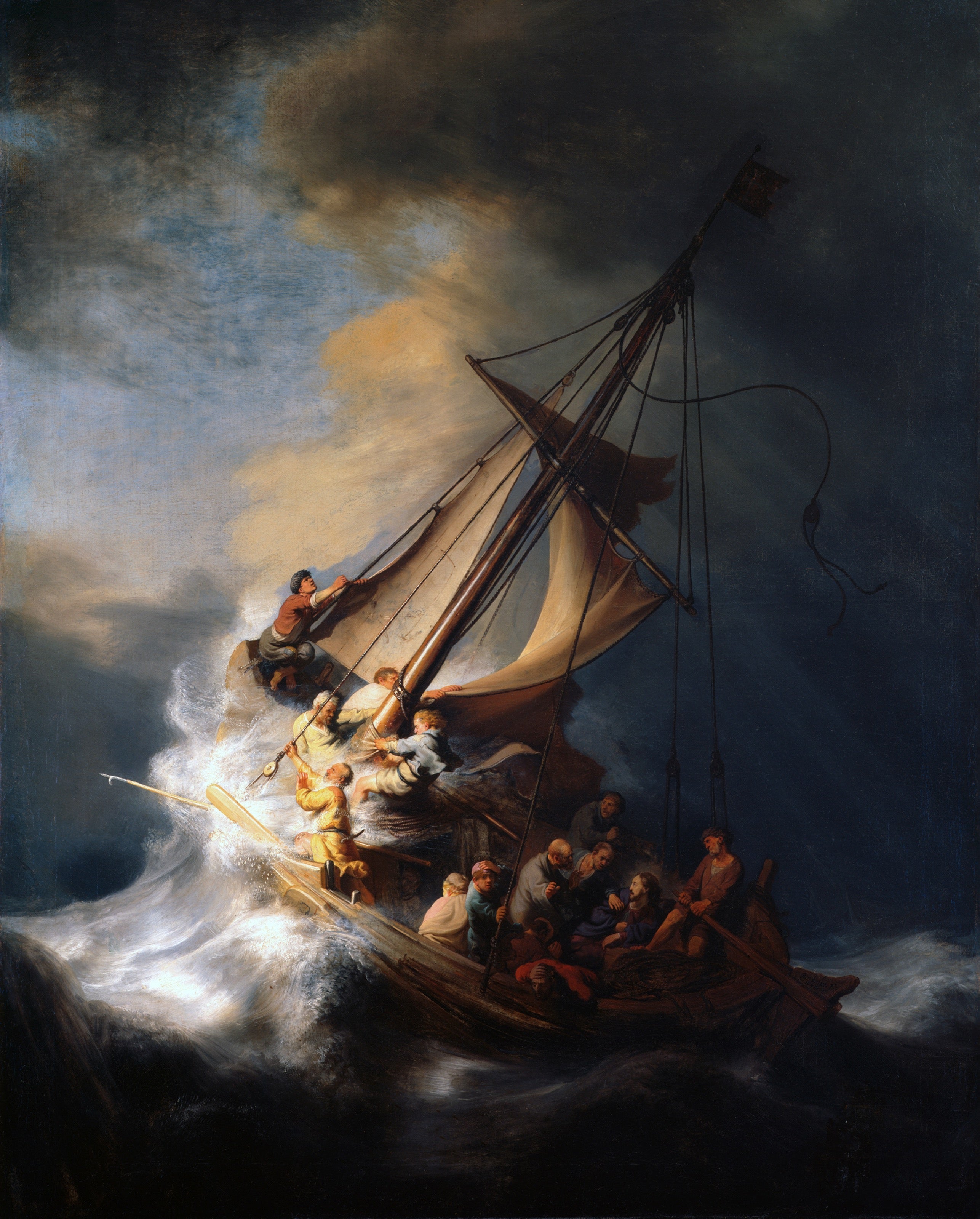 Tempestade no Mar da Galileia, de Rembrandt (1633), a única marinha do pintor