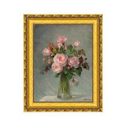 Rosas em um vaso de vidro - Bertha Wegmann