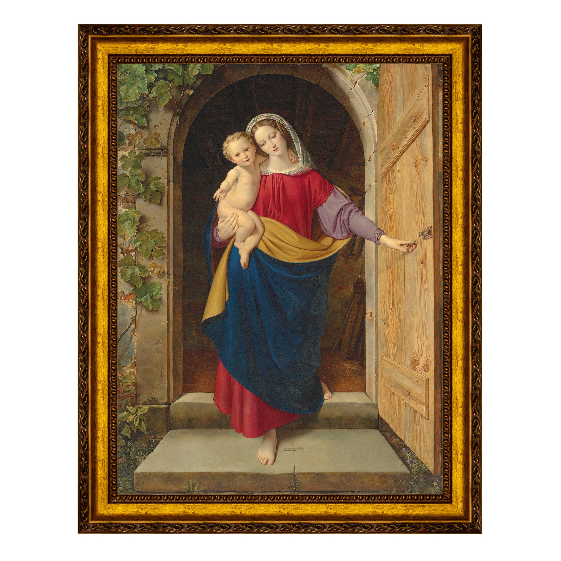 Quadro de mesa - Maria abrindo a porta de sua casa - Edouard Steinbruck
