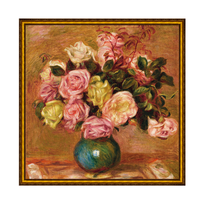Buquê de rosas em vaso - Pierre Auguste Renoir