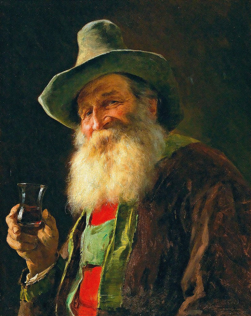 Agricultor tirolês com taça de vinho - Franz Von Defregger