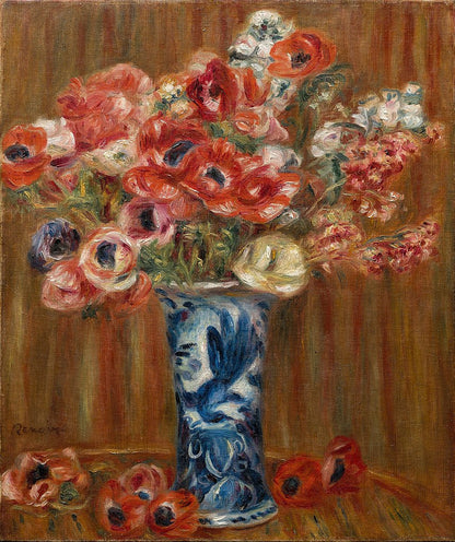 Anémones no vaso de Delft - Pierre Auguste Renoir