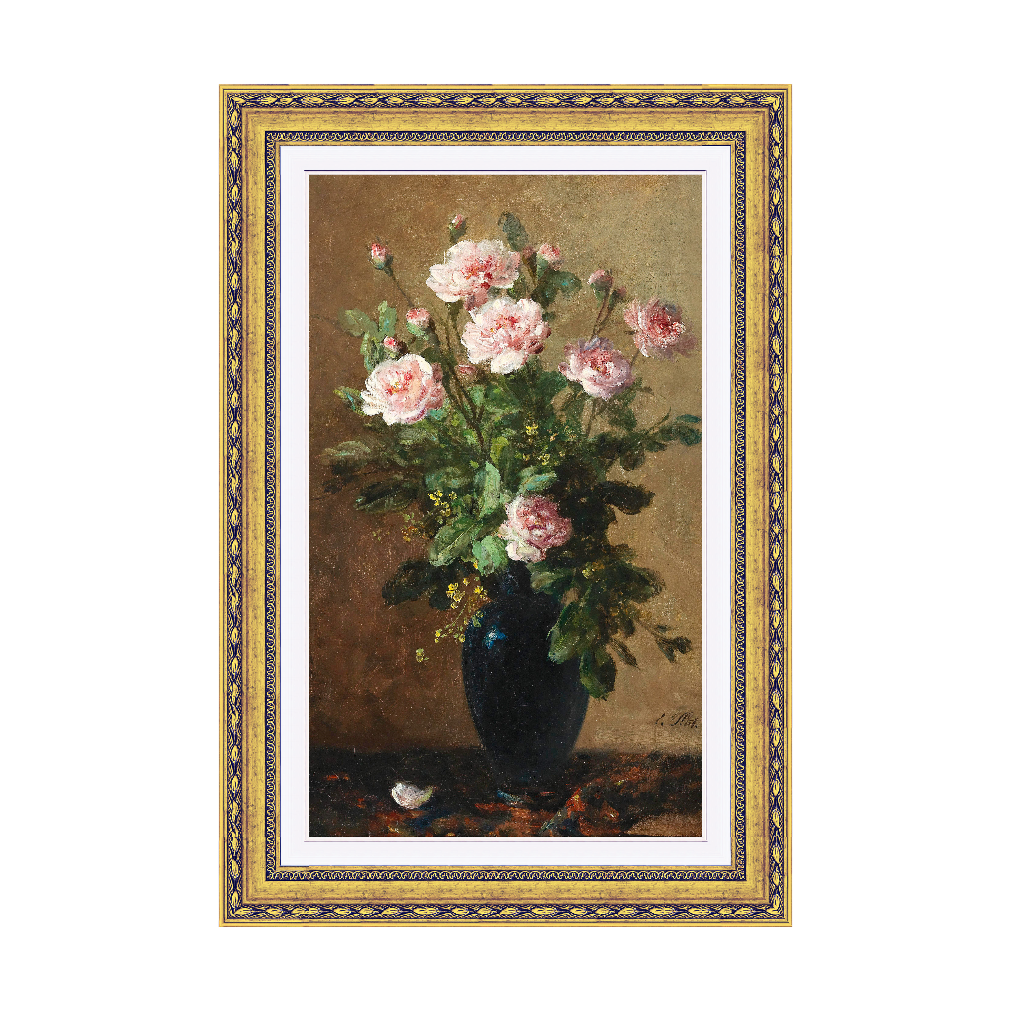 Dourada Floral - Com Passe-Partout