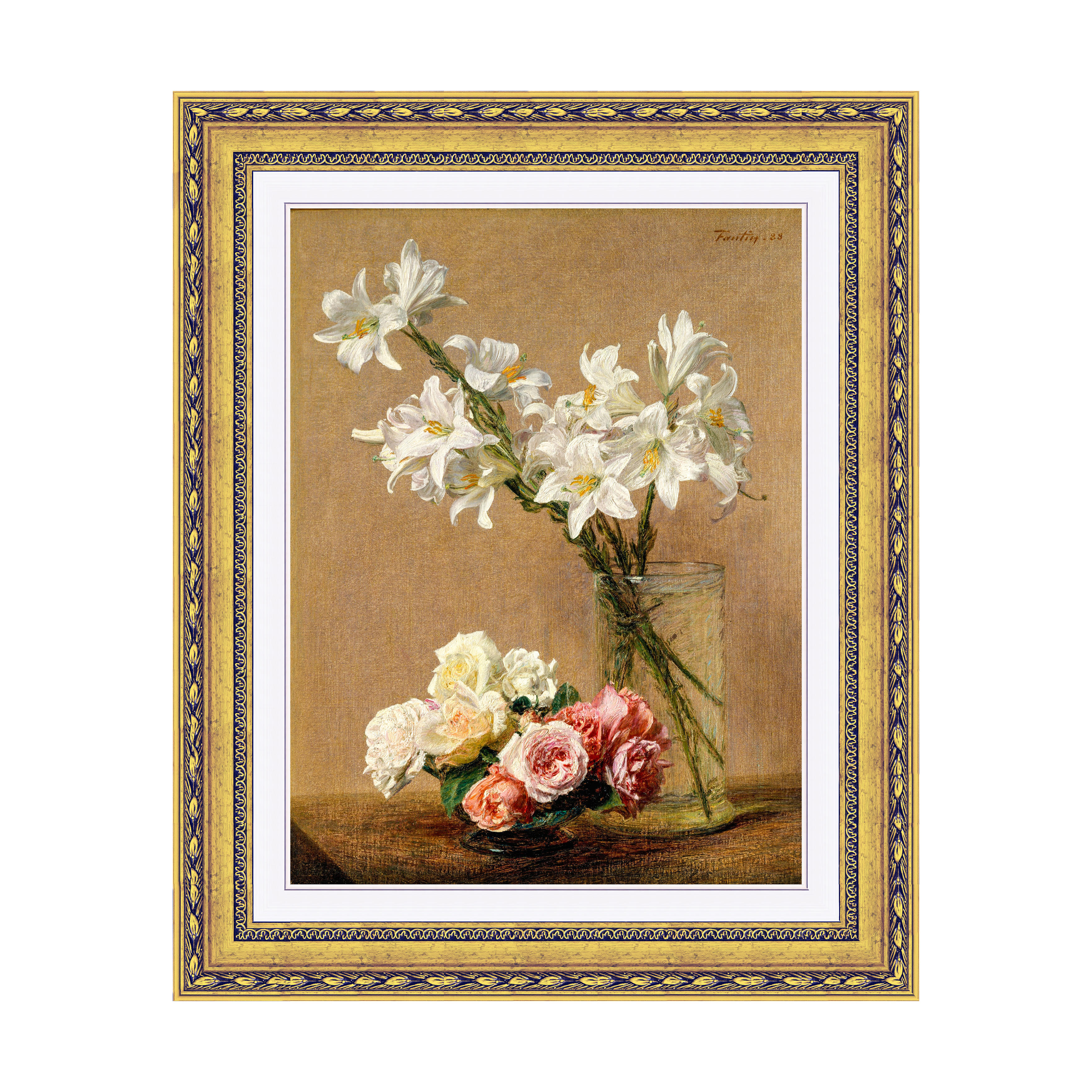 Dourada Floral - Com Passe-Partout