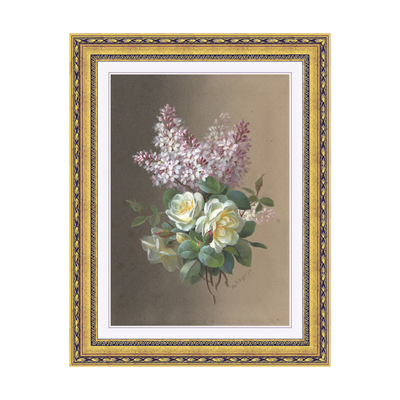 Dourada Floral - Com Passe-Partout