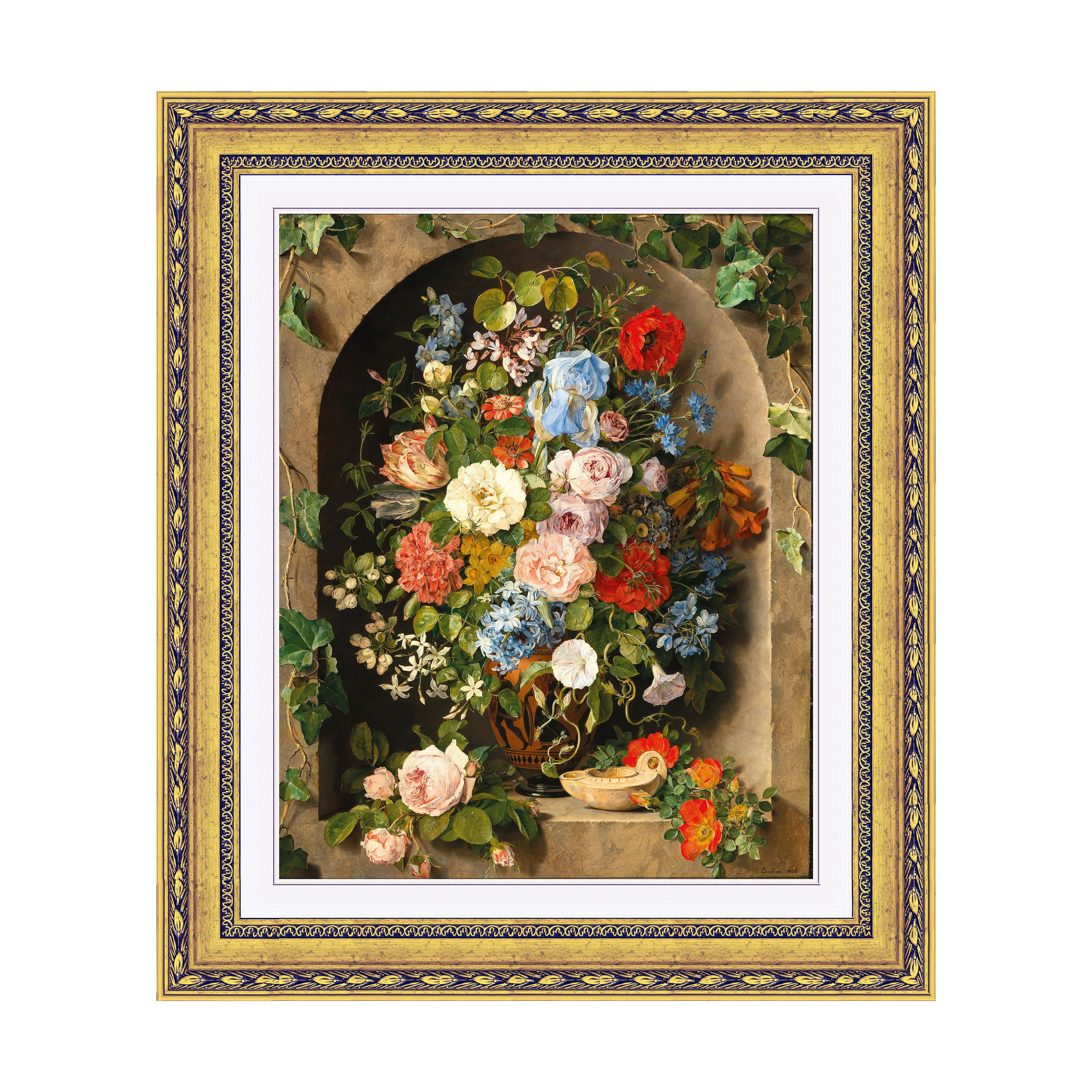 Dourada Floral - Com Passe-Partout