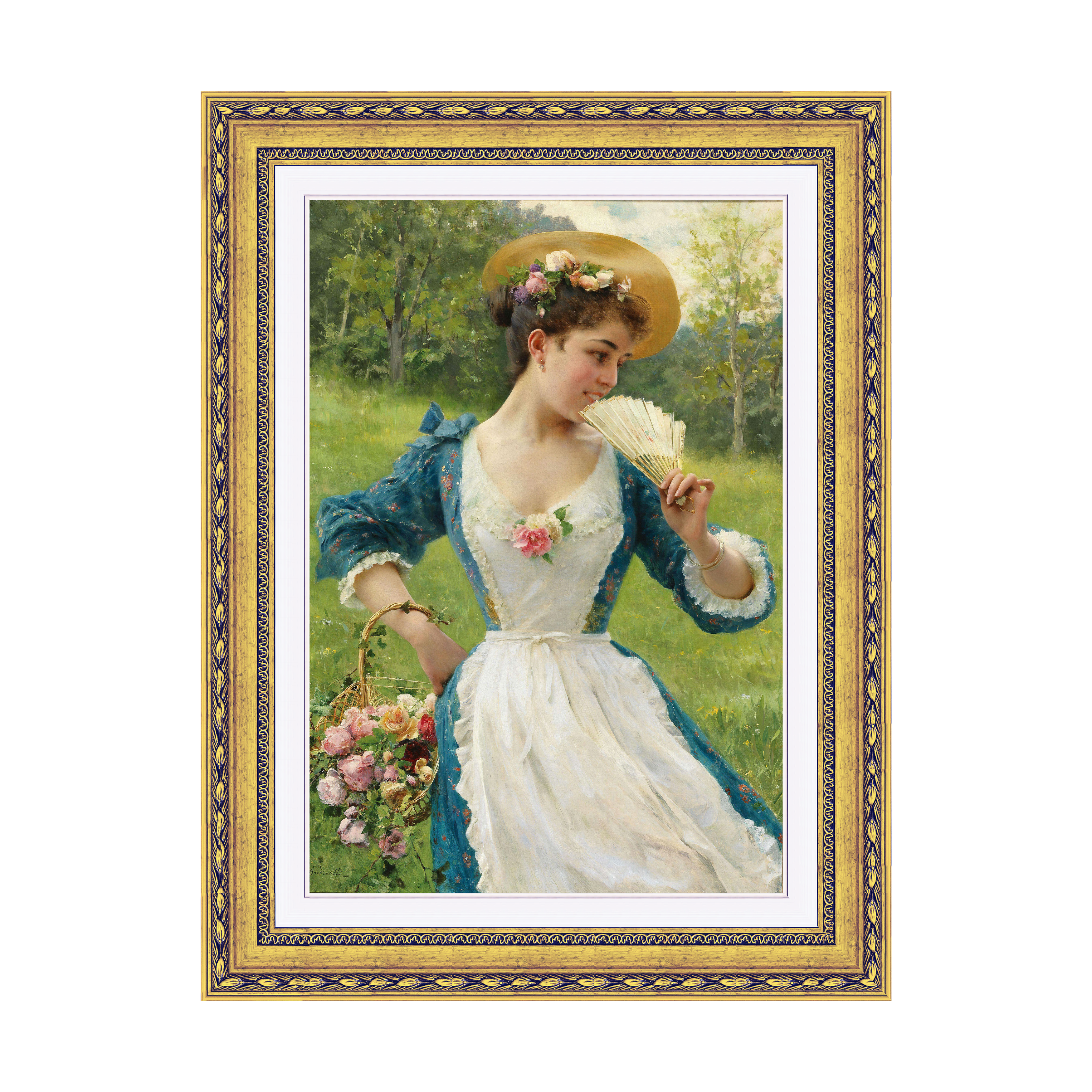 Dourada Floral - Com Passe-Partout