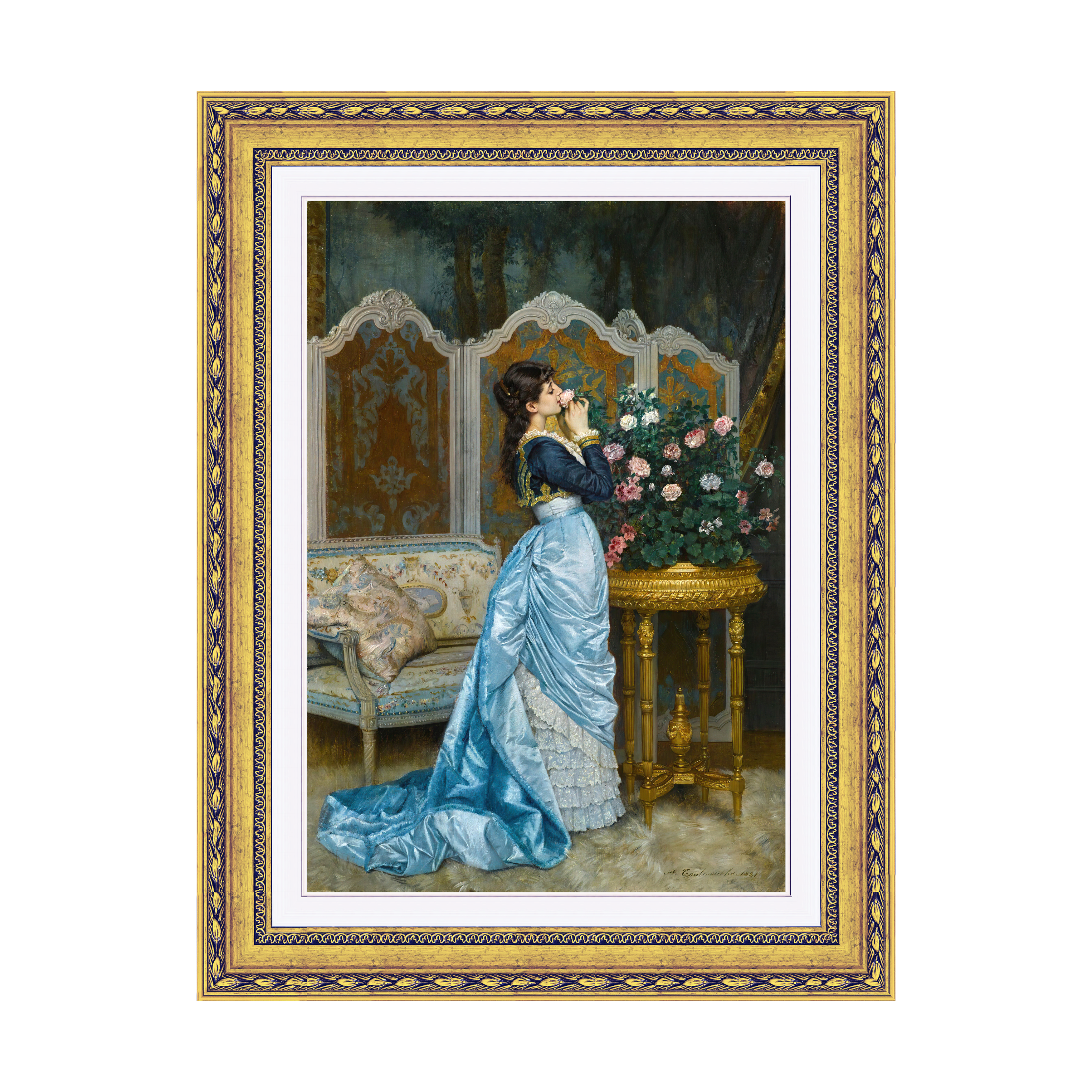 Dourada Floral - Com Passe-Partout