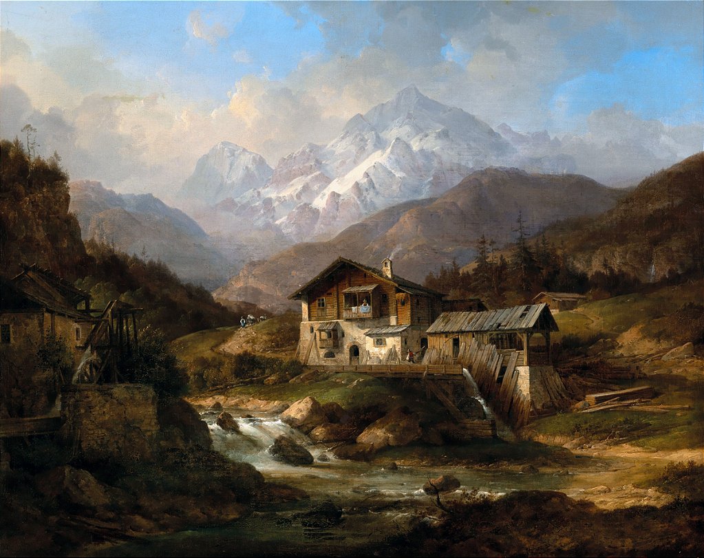 Um Pátio nas Montanhas Suíças (1846) - Wilhelm Scheuchzer