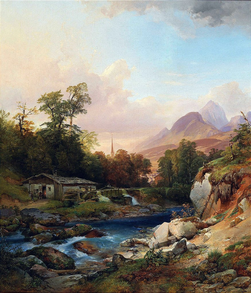 Uma paisagem de montanha com uma ferraria - Anton Hansch