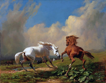Cavalos fugindo de uma cobra - Johann Rudolf Koller