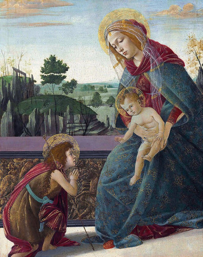 Madonna e o Menino Jesus com o Jovem São João Batista - Sandro Botticelli