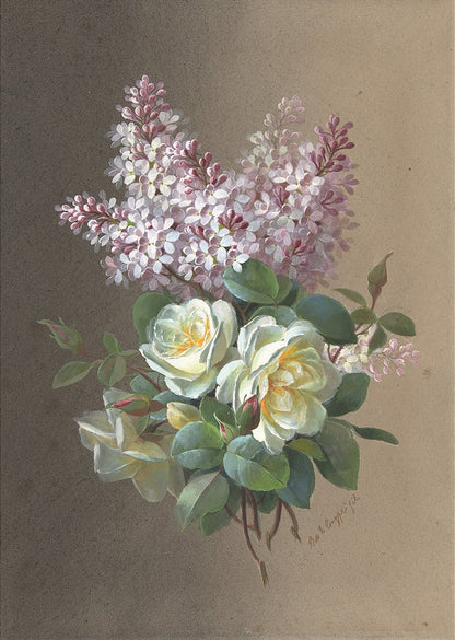 Rosas e lilases - Paul de Longpre