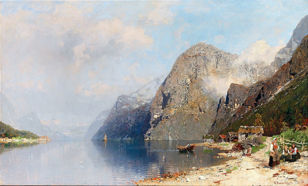 Uma Paisagem de Fiorde (1888) - August Wilhelm Leu
