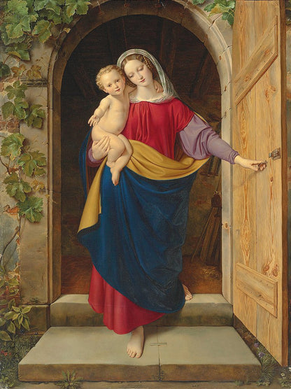 Maria abrindo a porta de sua casa - Edouard Steinbruck