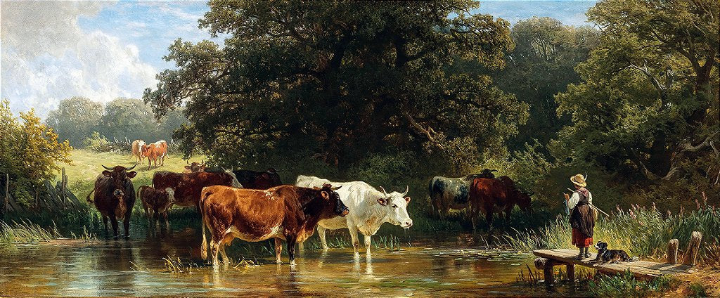 Vacas Perto do Bebedouro - Friedrich Voltz